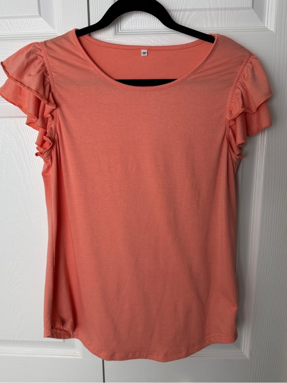 Women's Coral Ruffle Sleeve Short Sleeve Tee